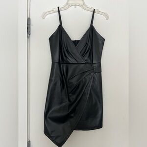 Lulu's Black Faux Leather Mini Dress